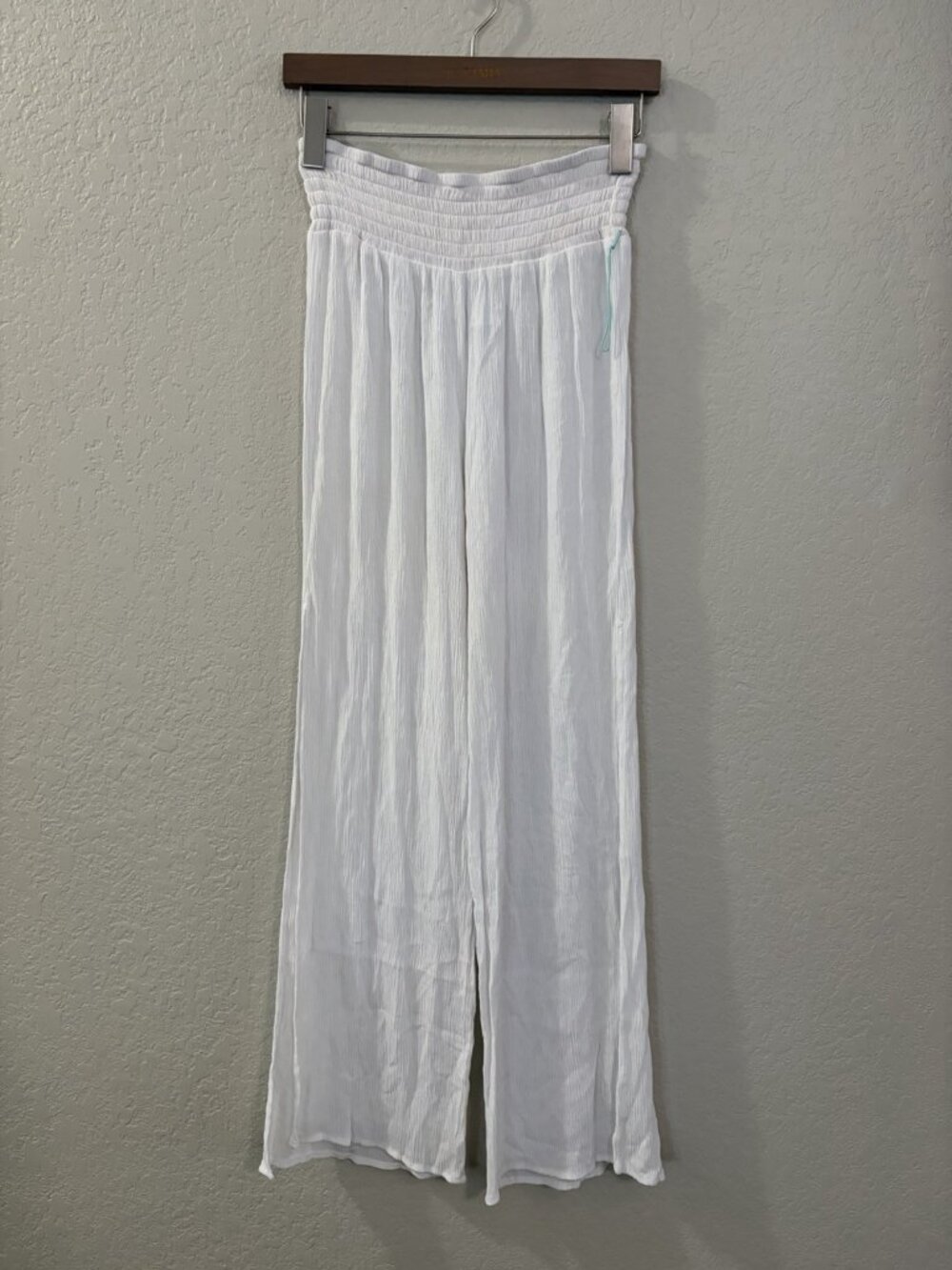NWOT Kona Sol Side Slit Smocked Beach Cover Up Pants White Sz S